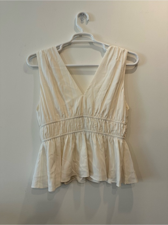 Banana Republic Tops - Silk Cream V-Neck Peplum Sleeveless Top Blouse - Banana Republic, Medium, New